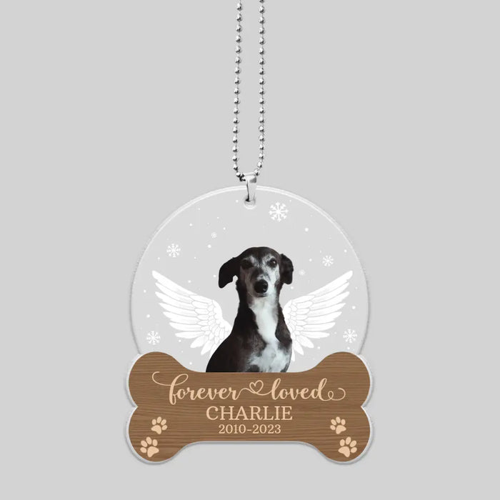 Forever Loved - Personalized Photo Upload Gifts Custom Memorial Car Ornament for Loss of Pet, Dog Cat Loss Sympathy Gifts