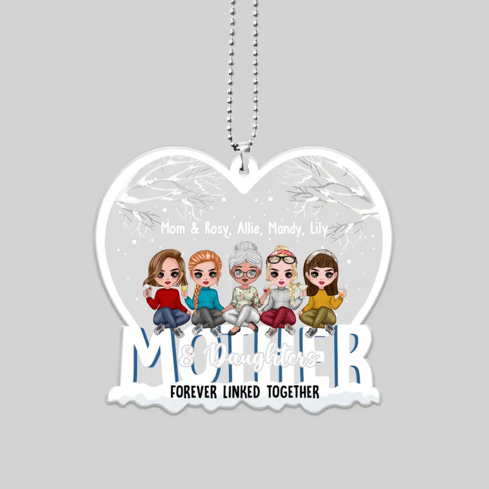 Mother And Daughter Forever Linked Together - Personalized Gifts Custom Car Ornament For Mom, Mother's Gift