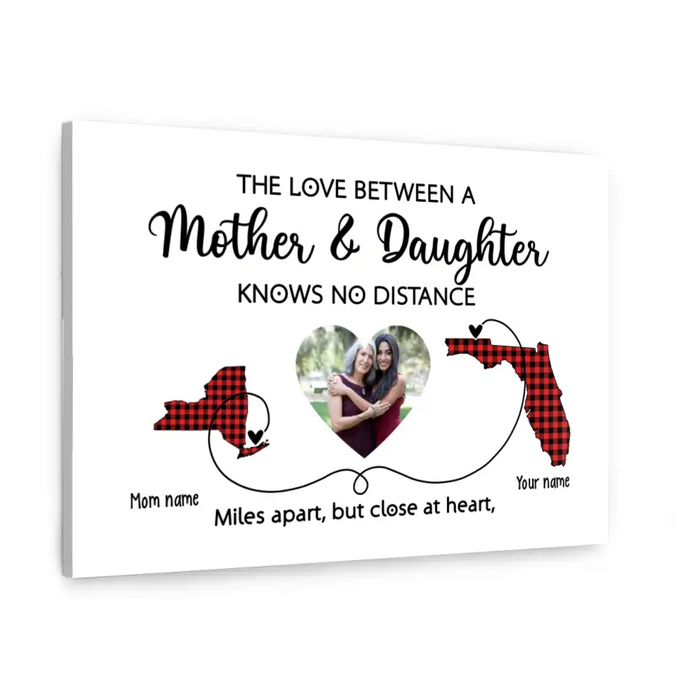 The Love Between Mother and Daughter Knows No Distance - Personalized Upload Photo Gifts Custom Canvas for Mom, Mother's Gift