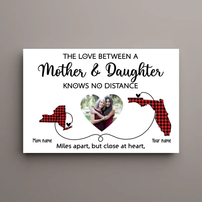 The Love Between Mother and Daughter Knows No Distance - Personalized Upload Photo Gifts Custom Canvas for Mom, Mother's Gift