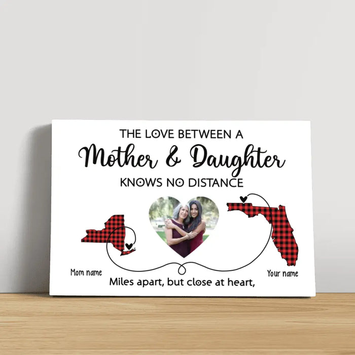 The Love Between Mother and Daughter Knows No Distance - Personalized Upload Photo Gifts Custom Canvas for Mom, Mother's Gift