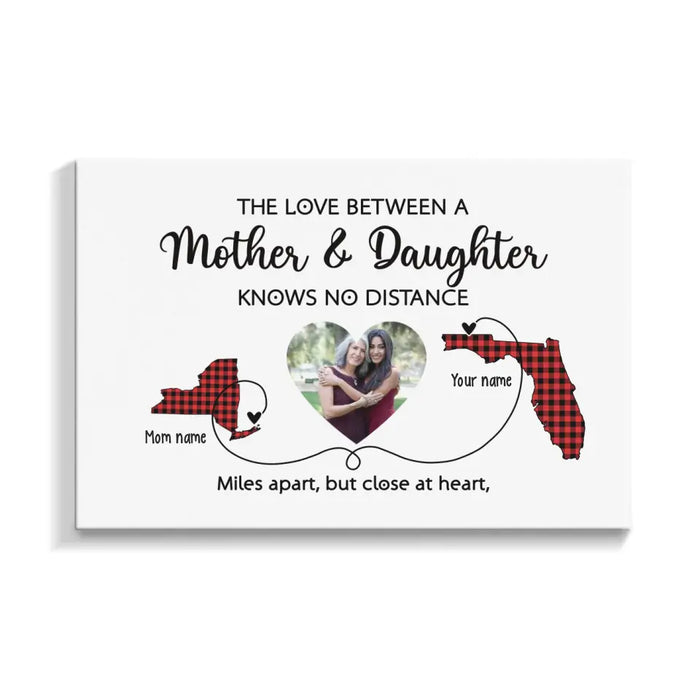 The Love Between Mother and Daughter Knows No Distance - Personalized Upload Photo Gifts Custom Canvas for Mom, Mother's Gift