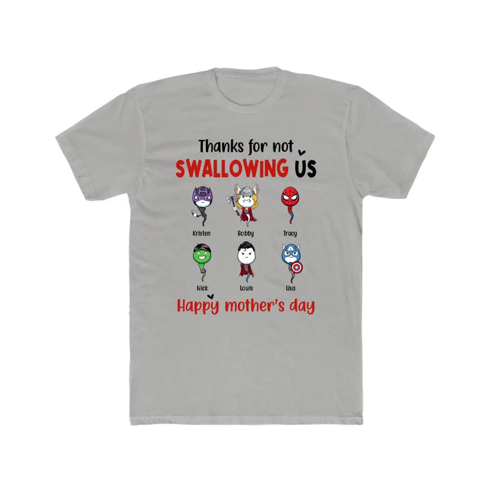 Thanks for Not Swallowing Us - Personalized Gifts Custom Superheroes Shirt for Mom, Funny Mother's Day Gift