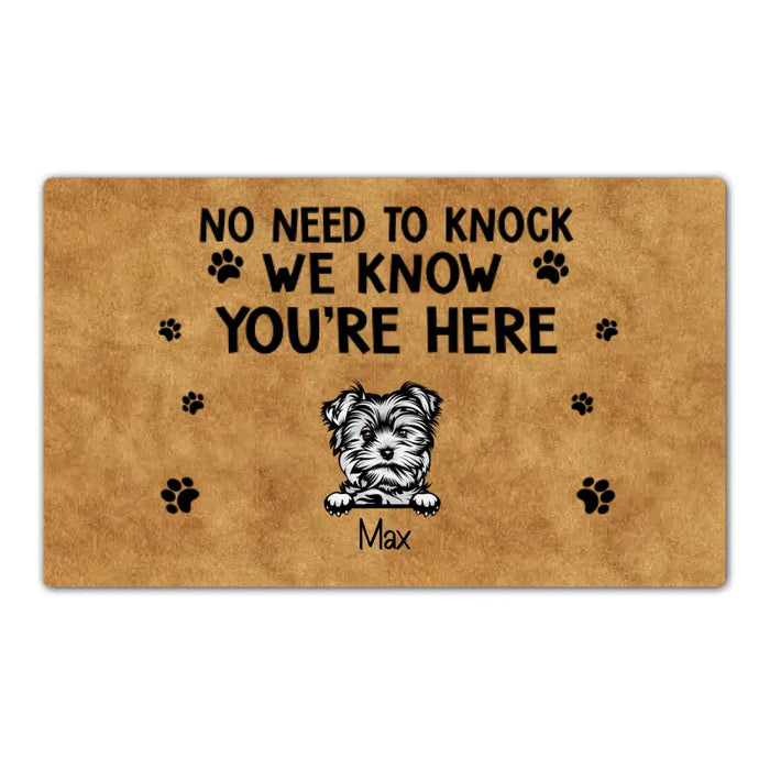 Personalized Doormat, No Need To Knock We Know You're Here Funny Doormat