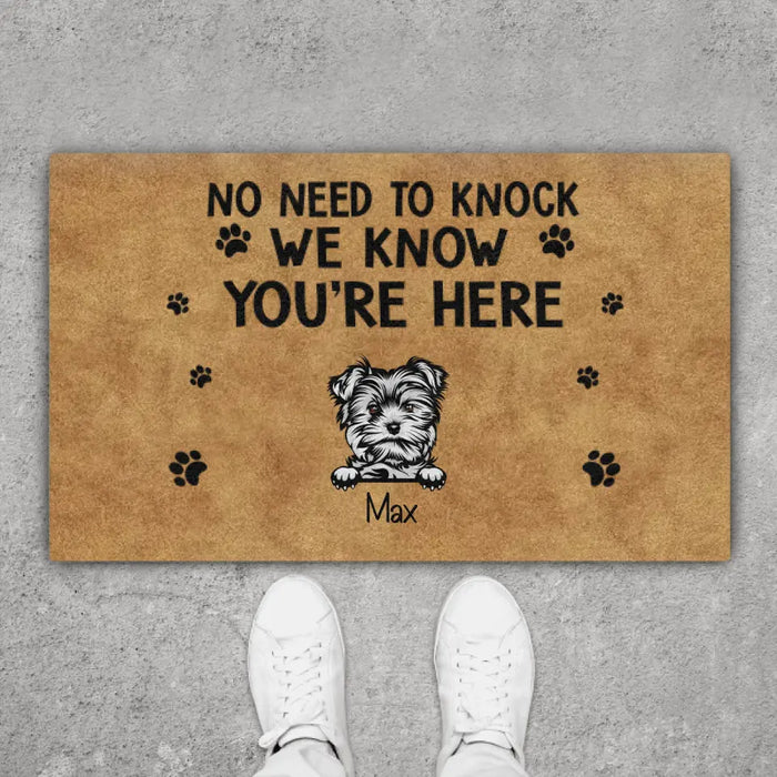 Personalized Doormat, No Need To Knock We Know You're Here Funny Doormat