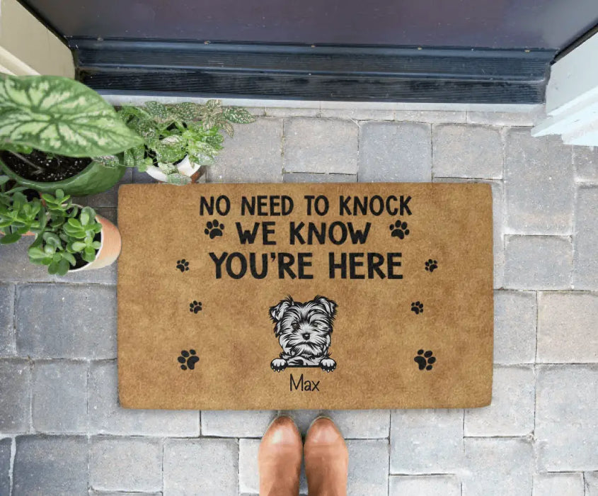 Personalized Doormat, No Need To Knock We Know You're Here Funny Doormat