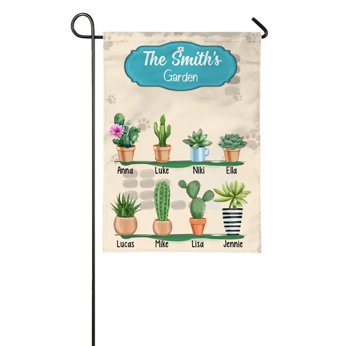 Personalized Grandkids Names Cactus Garden Flag for Grandma Nana, Gardening Lovers