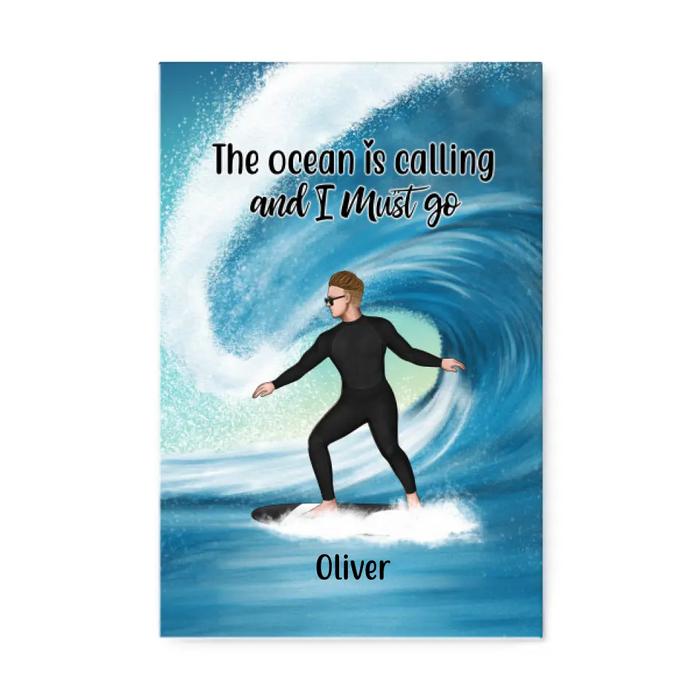 Personalized Canvas, Surfing Solo Sideview Custom Gift For Surfers