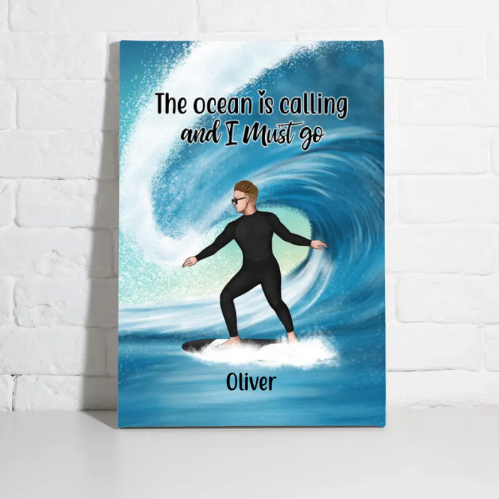 Personalized Canvas, Surfing Solo Sideview Custom Gift For Surfers