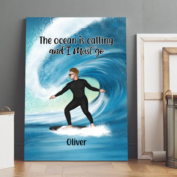 Personalized Canvas, Surfing Solo Sideview Custom Gift For Surfers