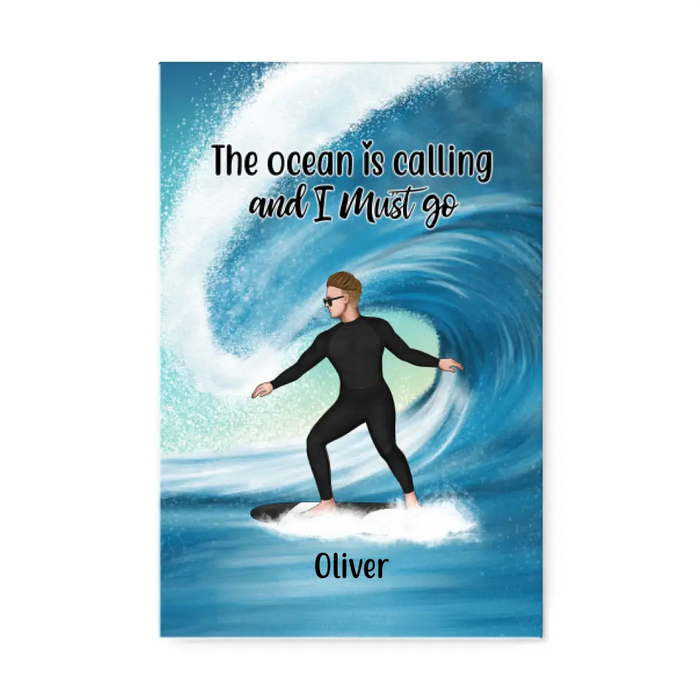 Personalized Canvas, Surfing Solo Sideview Custom Gift For Surfers