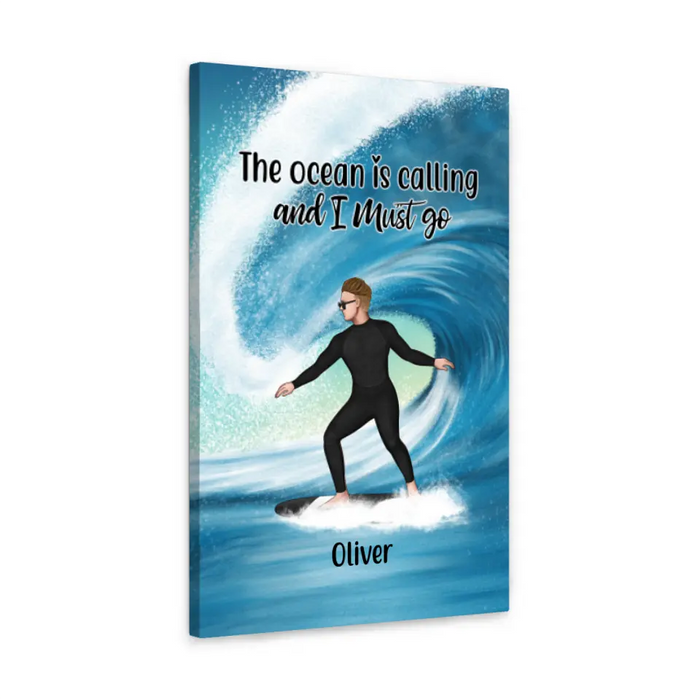 Personalized Canvas, Surfing Solo Sideview Custom Gift For Surfers