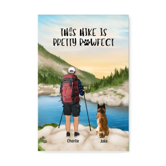 Personalized Canvas, Man Hiking With Dogs, Gift for Hiking and Dog Lovers