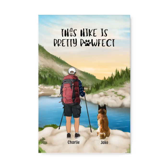 Personalized Canvas, Man Hiking With Dogs, Gift for Hiking and Dog Lovers