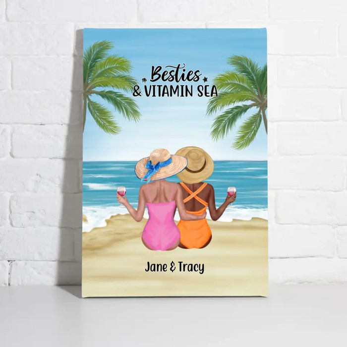 Personalized Canvas, Beach Sisters, Gift for Beach Lovers