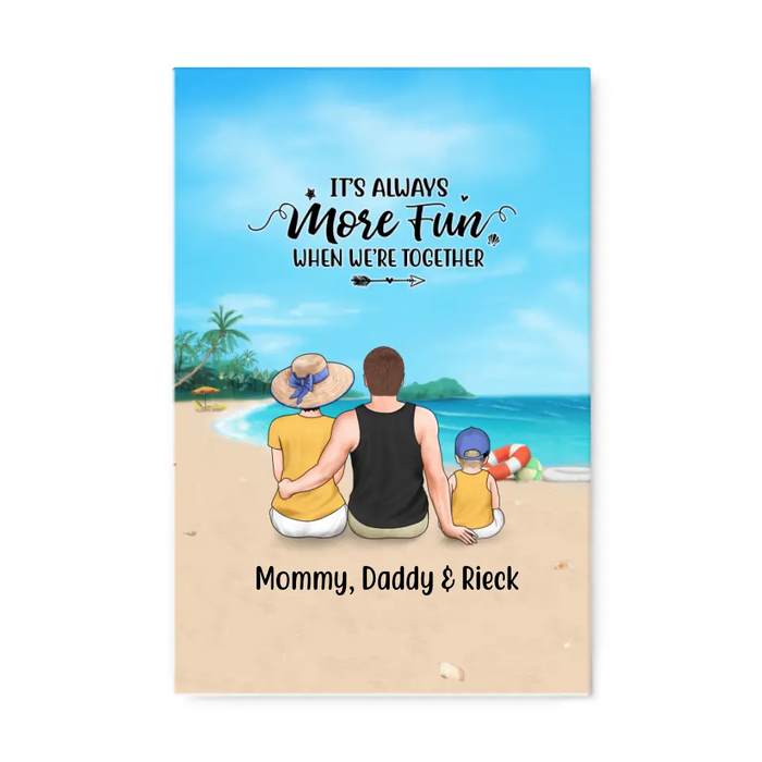 Personalized Canvas, Family On The Beach Parent And Kids, Custom Gift For Summer And Family Lovers