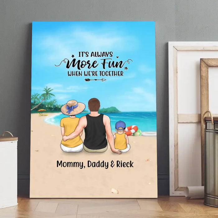 Personalized Canvas, Family On The Beach Parent And Kids, Custom Gift For Summer And Family Lovers