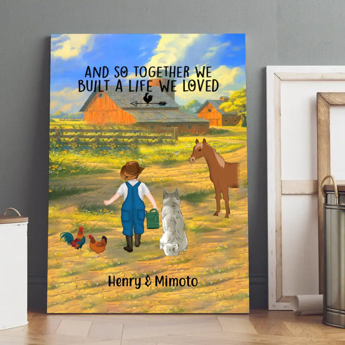 Personalized Canvas, Farming Kid And Pet, Gift For Farming Children And Dog - Cat Lovers