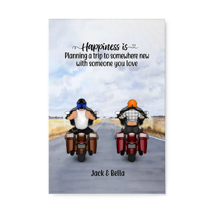 Personalized Canvas, Riding Motorcycle Partners, Gift for Motorcycle Lovers, Friends