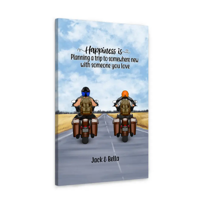 Personalized Canvas, Rding Partners Travelling by Mortorcycle, Gift for Motorcycle Lovers, Travelers