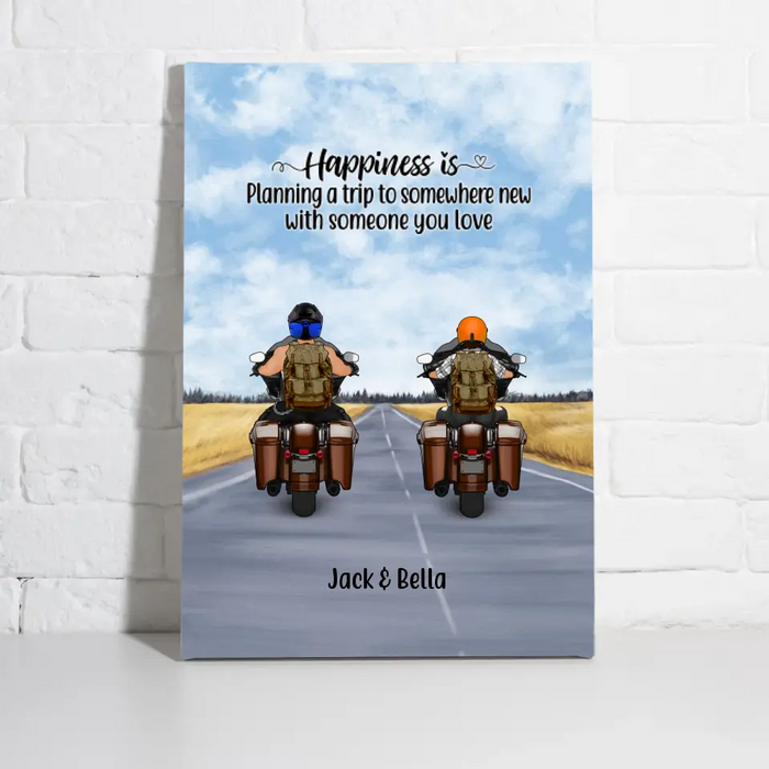 Personalized Canvas, Rding Partners Travelling by Mortorcycle, Gift for Motorcycle Lovers, Travelers