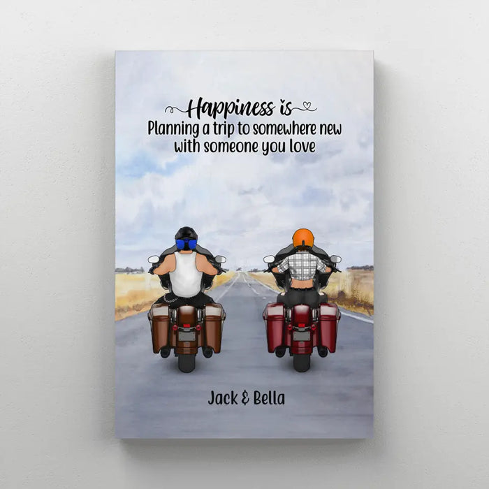 Personalized Canvas, Riding Motorcycle Partners, Gift for Motorcycle Lovers, Friends