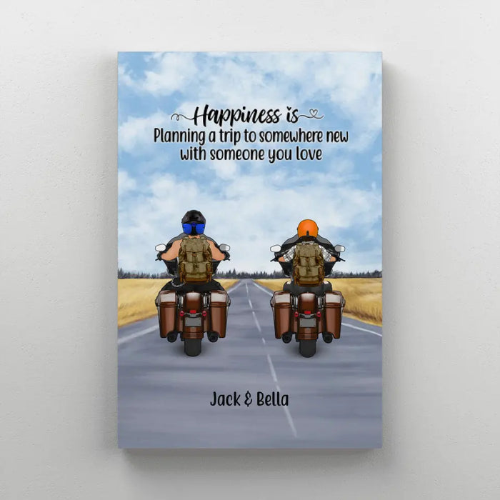 Personalized Canvas, Rding Partners Travelling by Mortorcycle, Gift for Motorcycle Lovers, Travelers