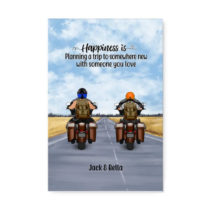 Personalized Canvas, Rding Partners Travelling by Mortorcycle, Gift for Motorcycle Lovers, Travelers