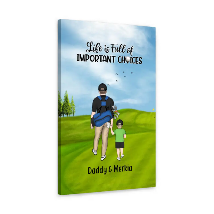 Personalized Canvas, Parents And Kids Golf Partners, Gift For Family And Golf Lovers