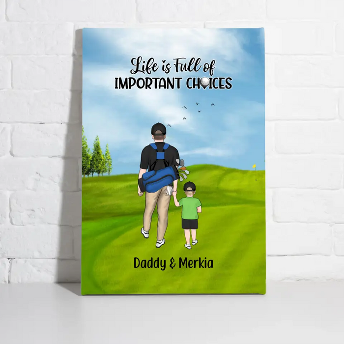 Personalized Canvas, Parents And Kids Golf Partners, Gift For Family And Golf Lovers