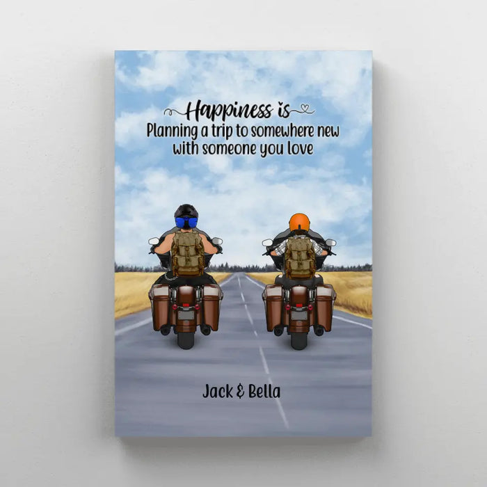 Personalized Canvas, Rding Partners Travelling by Mortorcycle, Gift for Motorcycle Lovers, Travelers