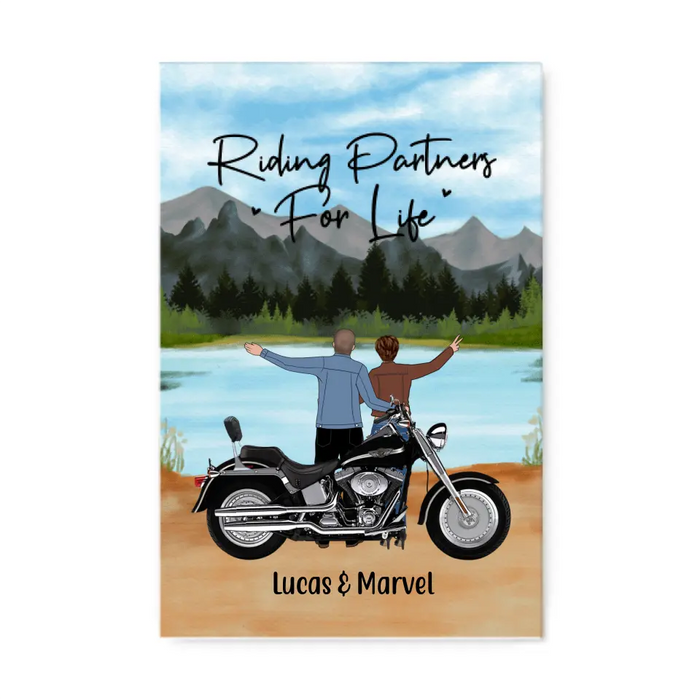 Personalized Canvas, Riding Partners For Life, Gift For Motorcycle Lovers