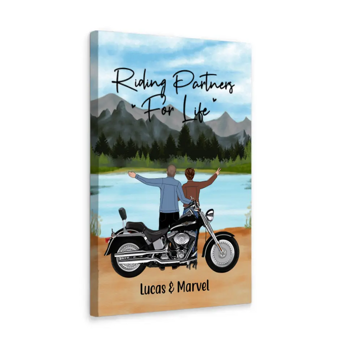 Personalized Canvas, Riding Partners For Life, Gift For Motorcycle Lovers