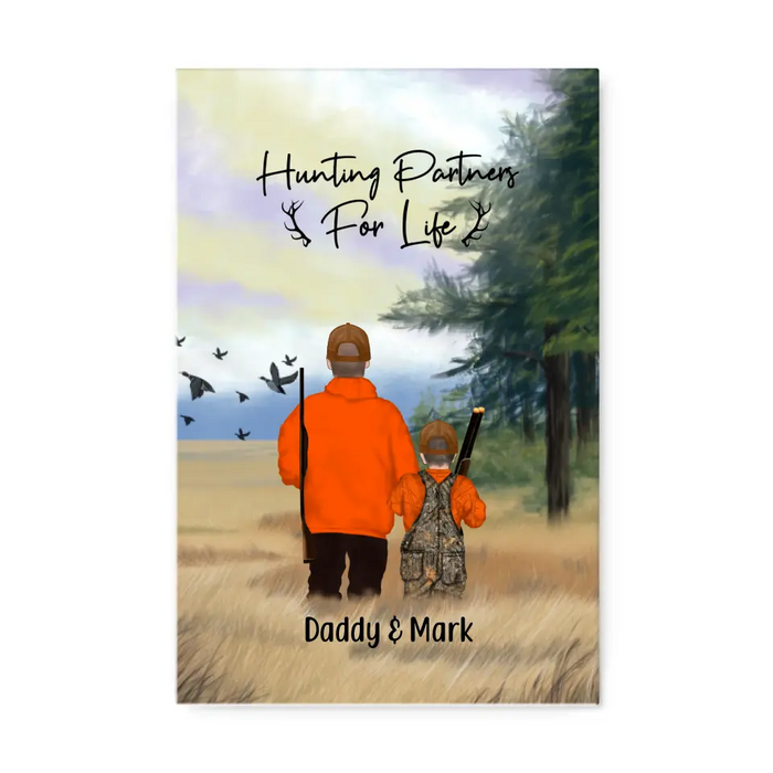 Personalized Canvas, Hunting Partners -  Parents And Kids, Couple And Friends, Gift For Family, Gift For Hunters