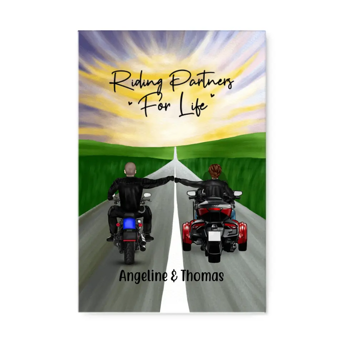 Personalized Canvas, Two Bikers - Couple And Friends, Gift for Motorcycle Lovers