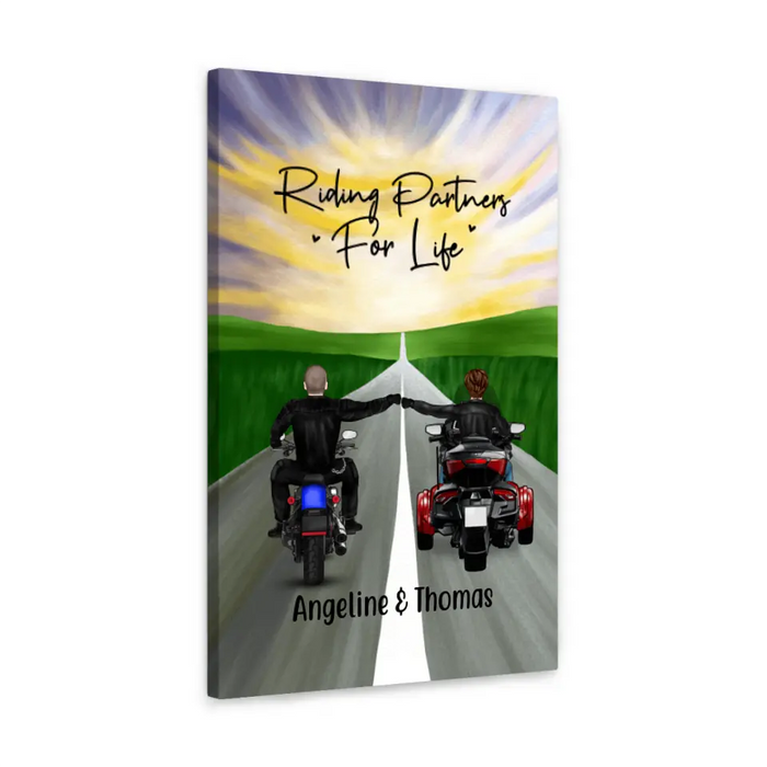 Personalized Canvas, Two Bikers - Couple And Friends, Gift for Motorcycle Lovers