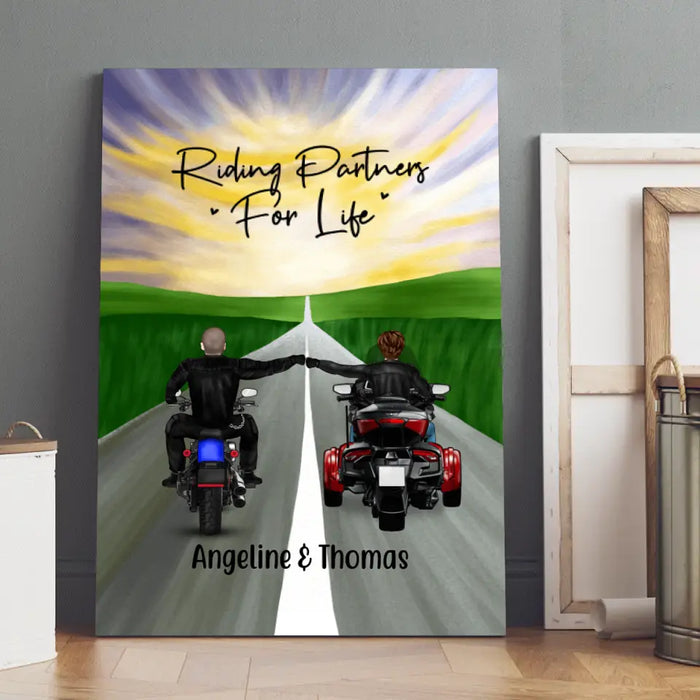 Personalized Canvas, Two Bikers - Couple And Friends, Gift for Motorcycle Lovers