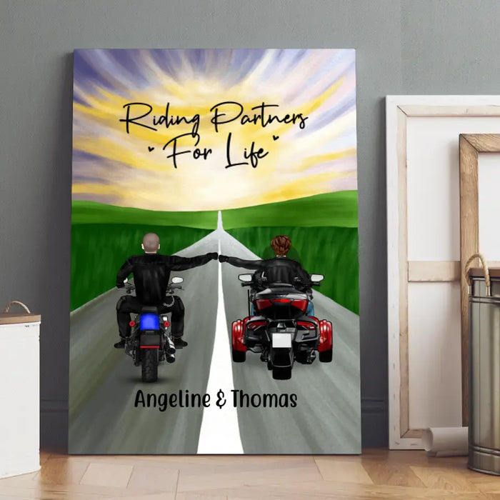 Personalized Canvas, Two Bikers - Couple And Friends, Gift for Motorcycle Lovers