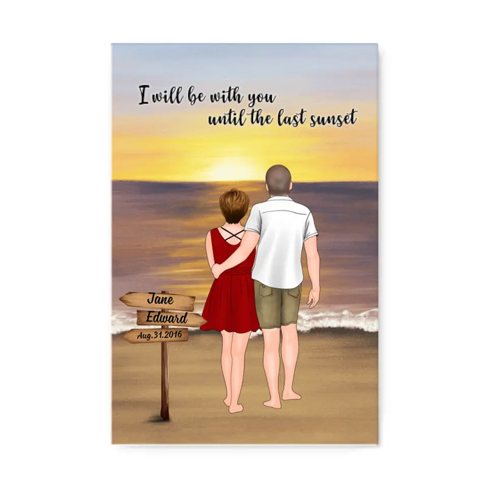 Personalized Canvas, Coupe On Beach Sunset, Gift for Anniversary & Couple, Gift for Him, Gift for Her