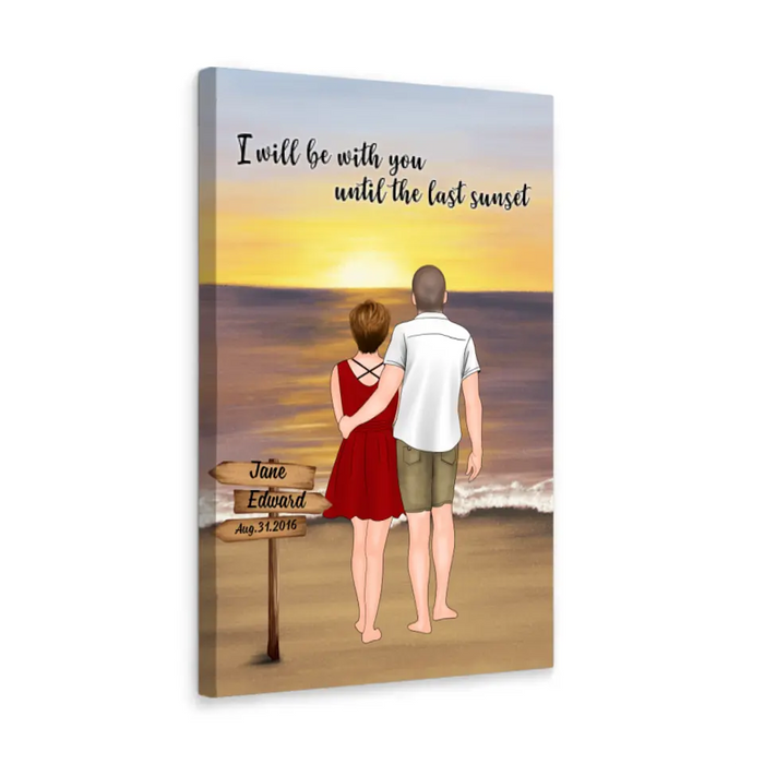 Personalized Canvas, Coupe On Beach Sunset, Gift for Anniversary & Couple, Gift for Him, Gift for Her