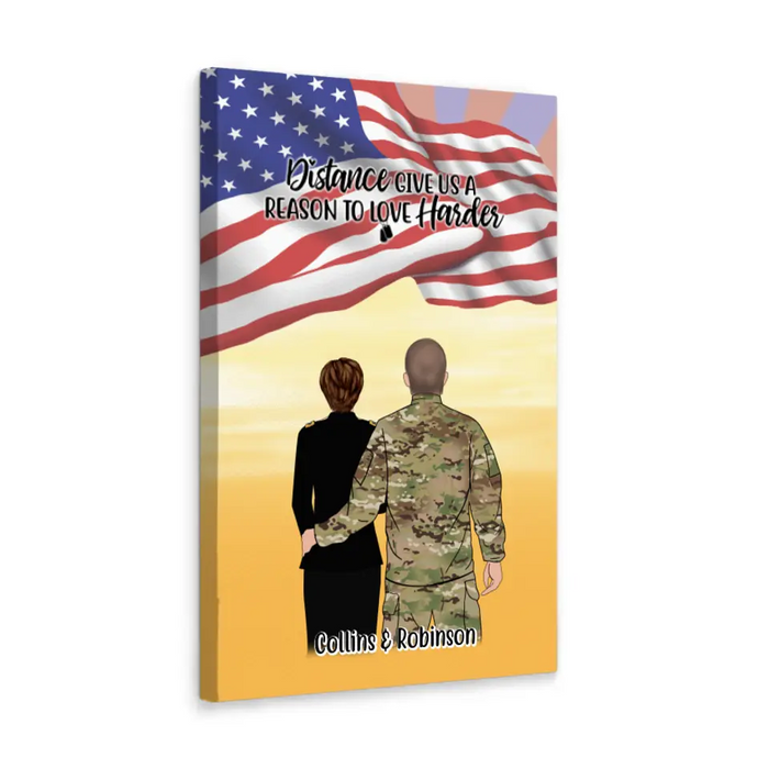 Personalized Canvas, Military Couple and Friends - Gift For Military