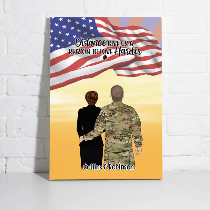 Personalized Canvas, Military Couple and Friends - Gift For Military