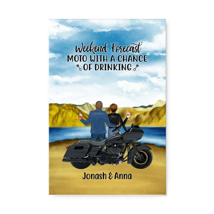 Personalized Canvas, Weekend Forecast Motorcyle With A Chance Of Drinking, Gift For Motorcycle Lovers