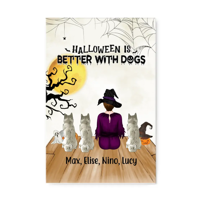 Personalized Canvas, Just A Girl Who Loves Dogs And Halloween, Gift For Halloween And Dog Lovers