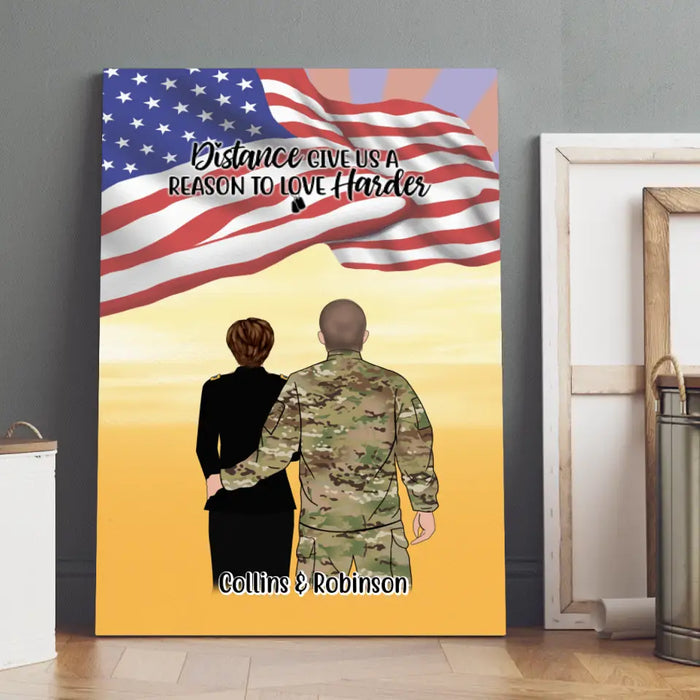 Personalized Canvas, Military Couple and Friends - Gift For Military