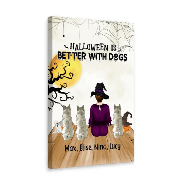 Personalized Canvas, Just A Girl Who Loves Dogs And Halloween, Gift For Halloween And Dog Lovers