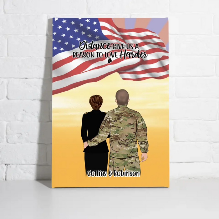 Personalized Canvas, Military Couple and Friends - Gift For Military