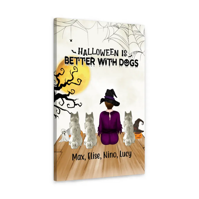 Personalized Canvas, Just A Girl Who Loves Dogs And Halloween, Gift For Halloween And Dog Lovers