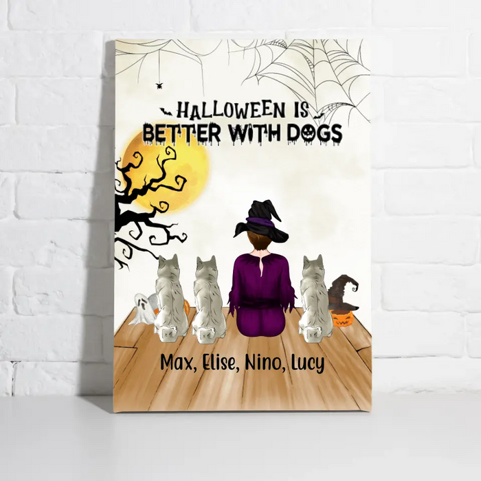 Personalized Canvas, Just A Girl Who Loves Dogs And Halloween, Gift For Halloween And Dog Lovers