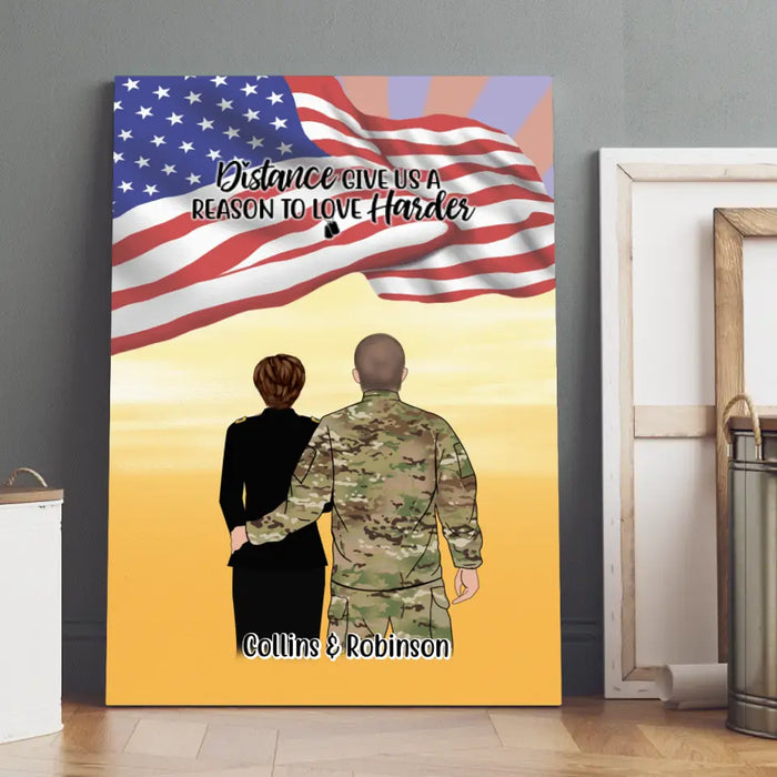 Personalized Canvas, Military Couple and Friends - Gift For Military